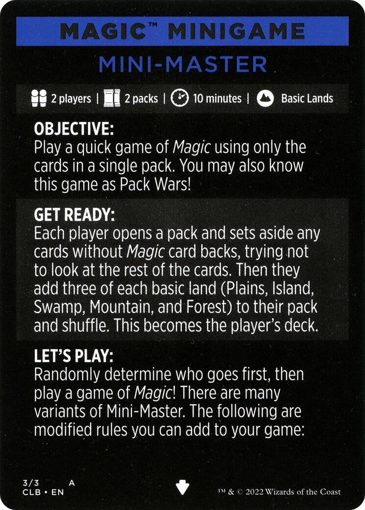 Magic Minigame: Mini-Master (3) [CLB] - MTG Single