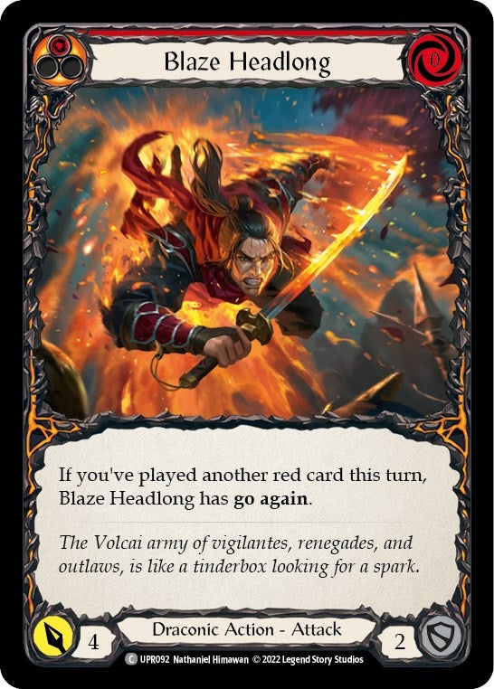 Blaze Headlong (92) [UPR] - Flesh and Blood TCG Single