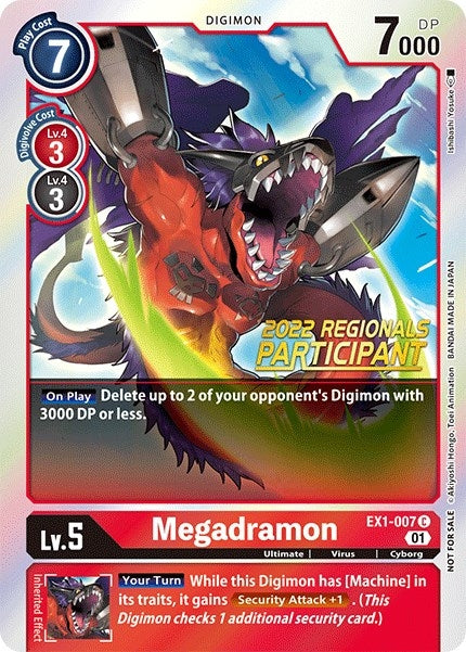Megadramon (2022 Championship Online Regional) [Online Participant] (1007) [EX01] - Digimon Card Game Single