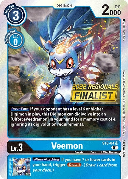 Veemon (2022 Championship Online Regional) [Online Finalist] (804) [ST-8] - Digimon Card Game Single