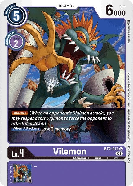 Vilemon - BT2-072 (Tamer Party Vol. 4 Promo) (2072) [BT01-03] - Digimon Card Game Single
