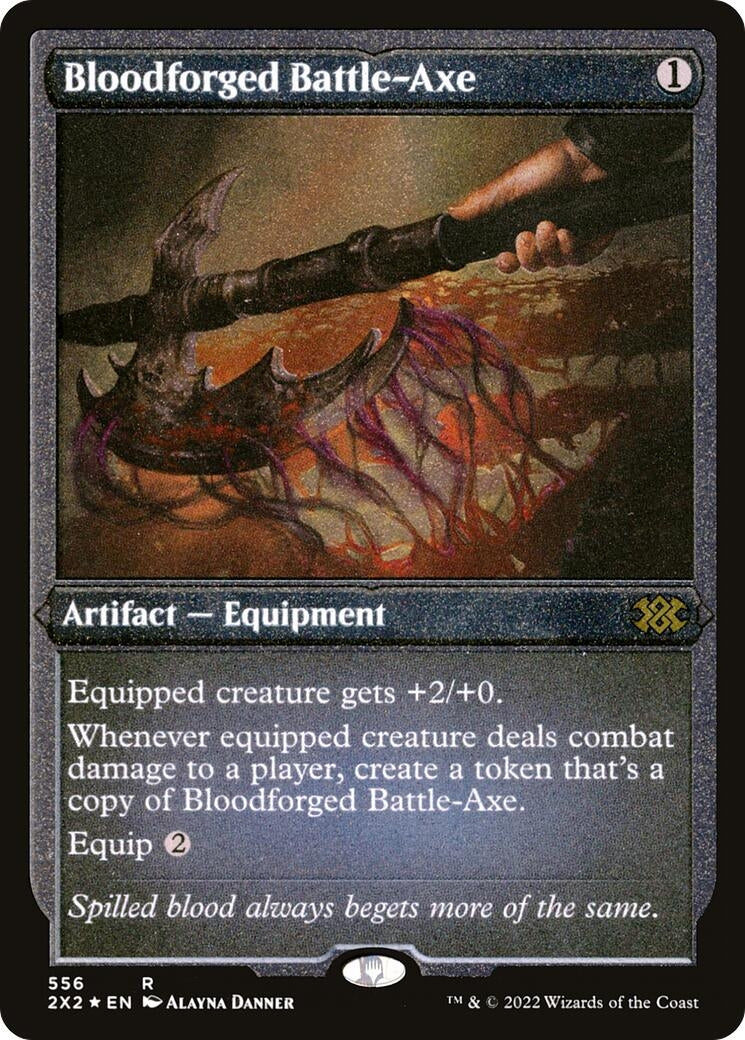 Bloodforged Battle-Axe (Foil Etched) (556) [2X2] - MTG Single