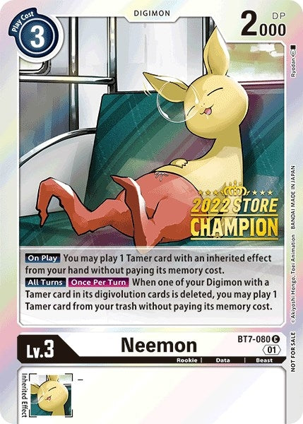 Neemon (2022 Store Champion) (7080) [BT07] - Digimon Card Game Single