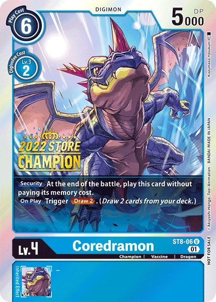 Coredramon (2022 Store Champion) (806) [ST-8] - Digimon Card Game Single