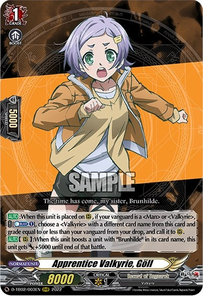 Apprentice Valkyrie Goll (2003) [D-TB02] - Cardfight Vanguard Single
