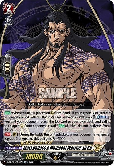 Most Badass & Maniacal Warrior Lu Bu (2014) [D-TB02] - Cardfight Vanguard Single
