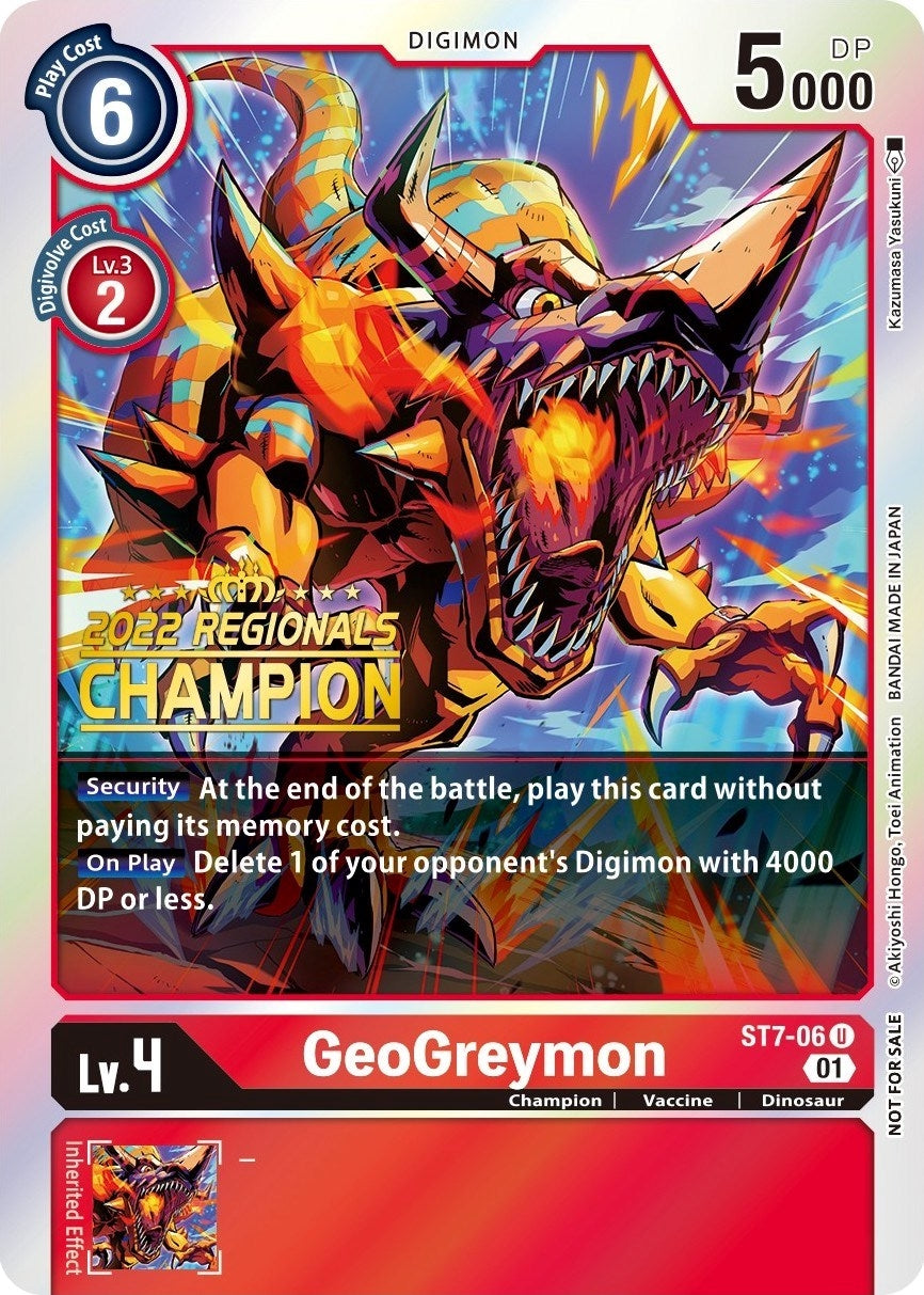 GeoGreymon (2022 Championship Offline Regional) [Online Champion] (706) [ST-7] - Digimon Card Game Single