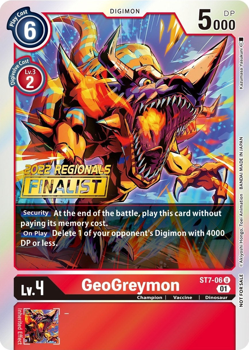GeoGreymon (2022 Championship Offline Regional) [Online Finalist] (706) [ST-7] - Digimon Card Game Single