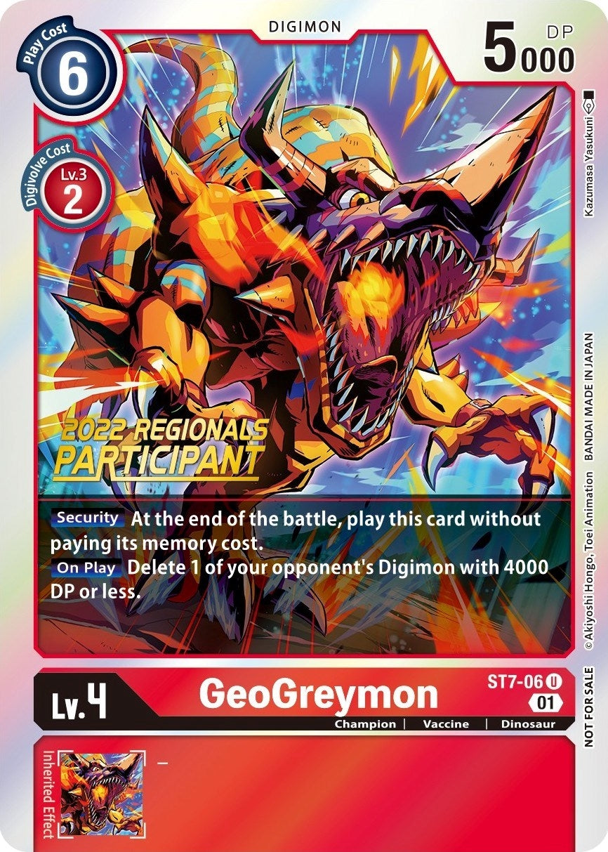 GeoGreymon (2022 Championship Offline Regional) [Online Participant] (706) [ST-7] - Digimon Card Game Single
