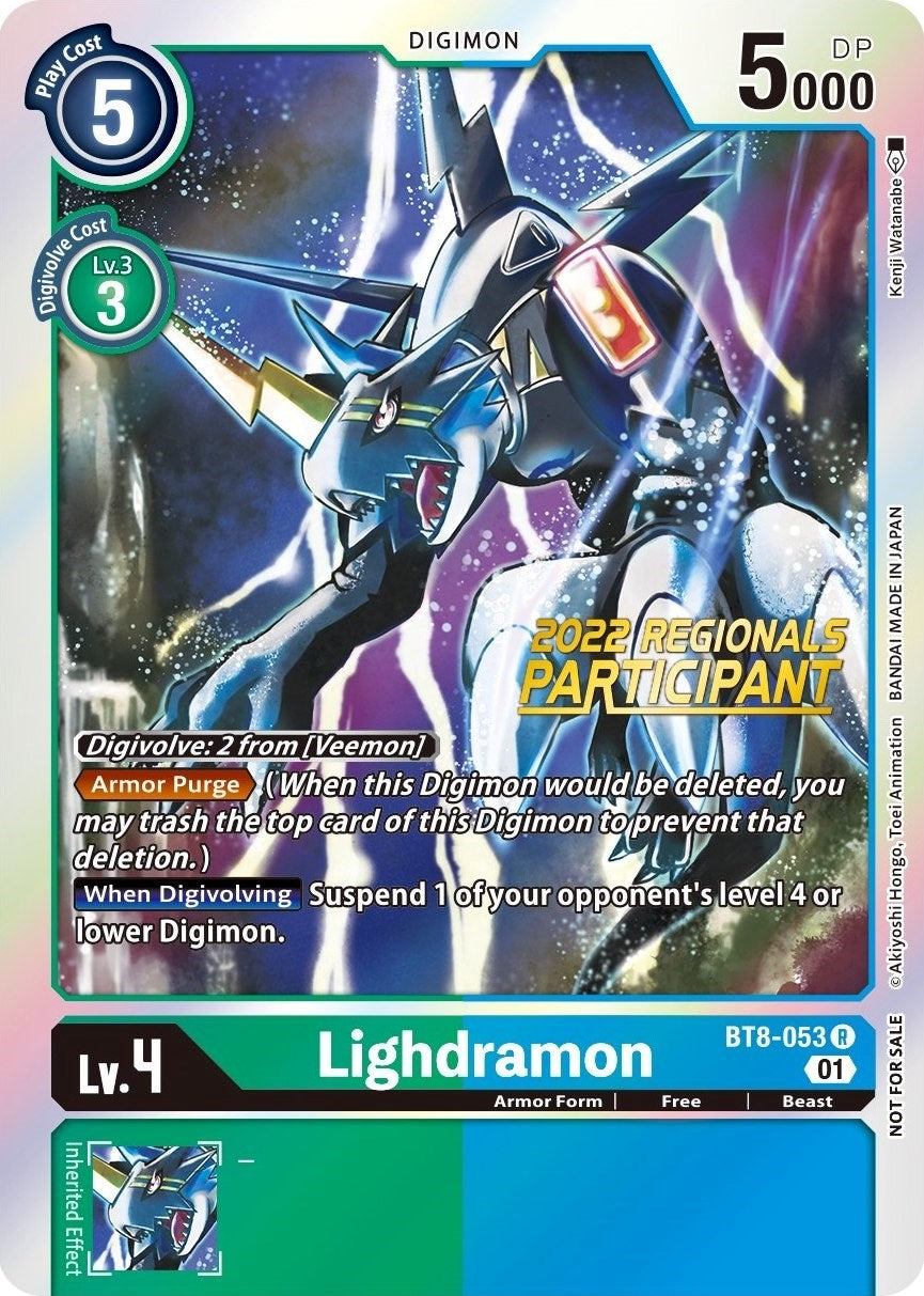 Lighdramon (2022 Championship Offline Regional) [Online Participant] (8053) [BT08] - Digimon Card Game Single
