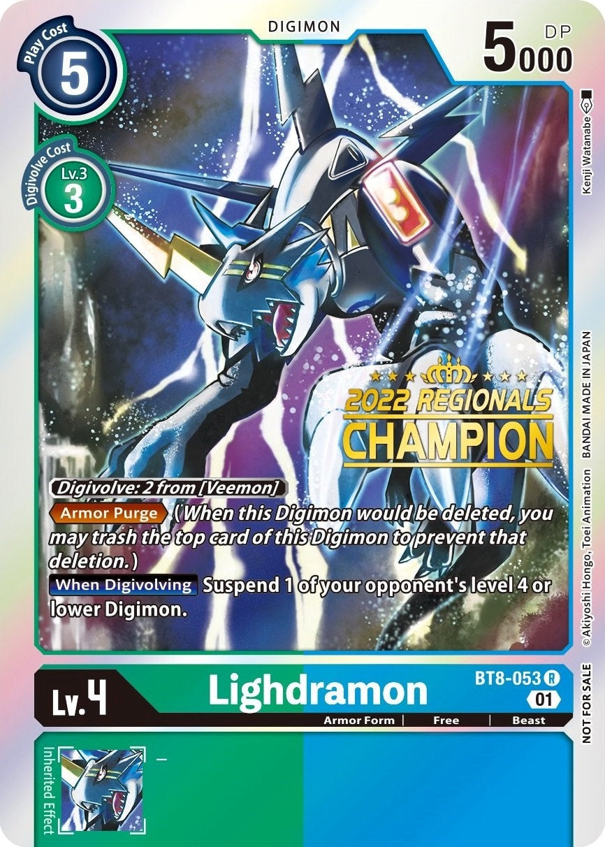 Lighdramon (2022 Championship Offline Regional) [Online Champion] (8053) [BT08] - Digimon Card Game Single