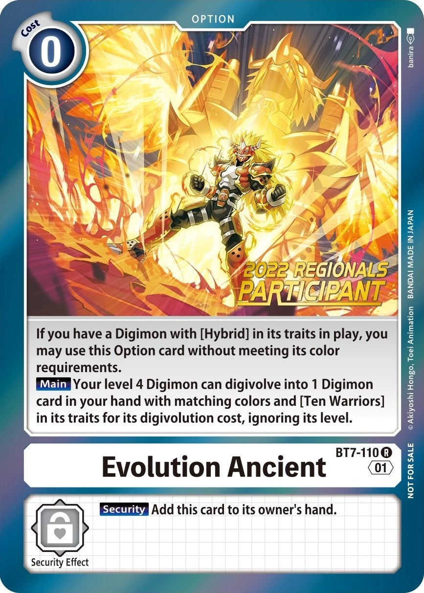 Evolution Ancient (2022 Championship Offline Regional) [Online Participant] (7110) [BT07] - Digimon Card Game Single