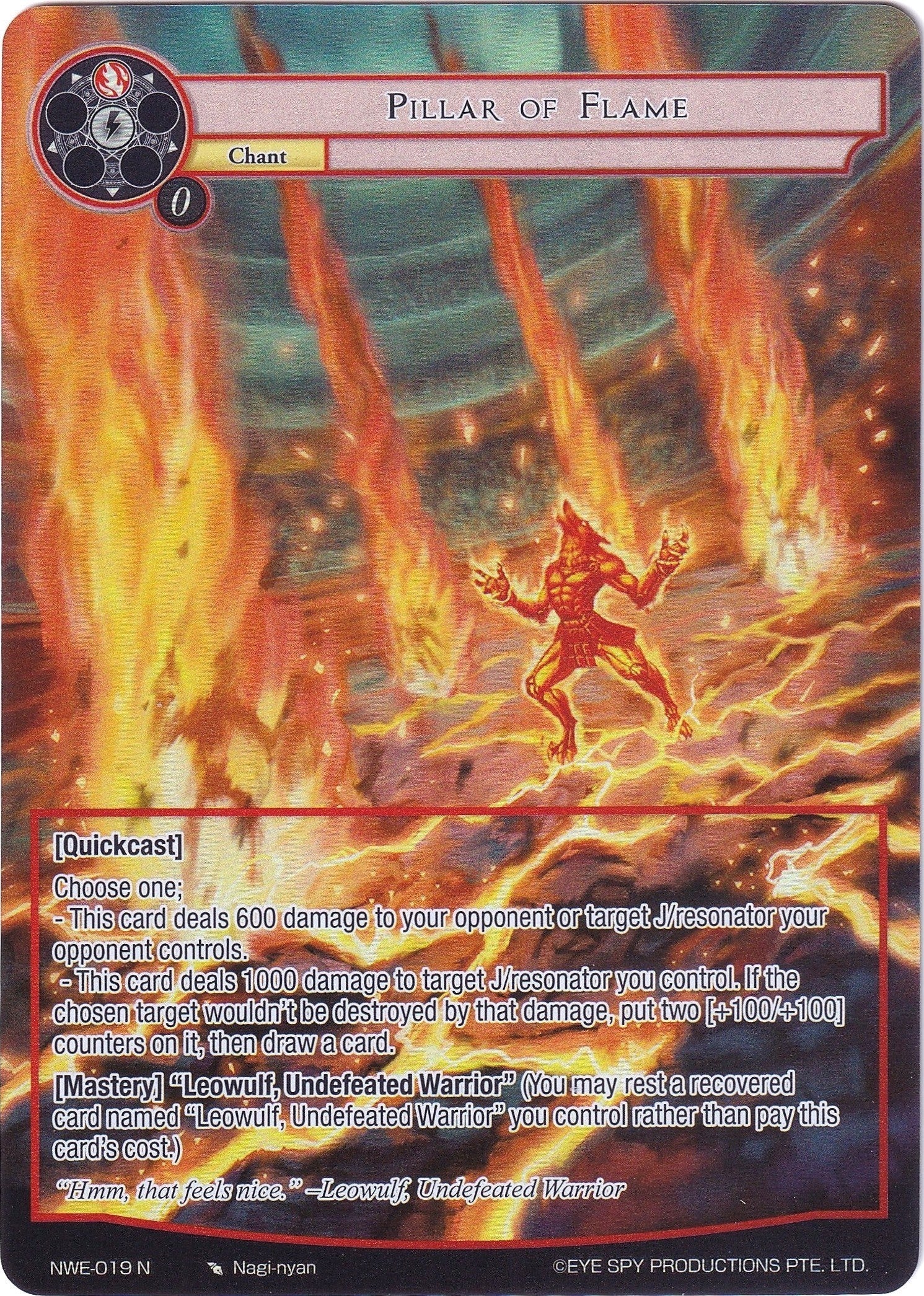 Pillar of Flame (Full Art) (19) [NWE] - Force of Will Single