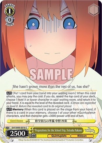 Preparations for the School Trip Yotsuba Nakano (5) [5HY/W90] - Weiss Schwarz Single