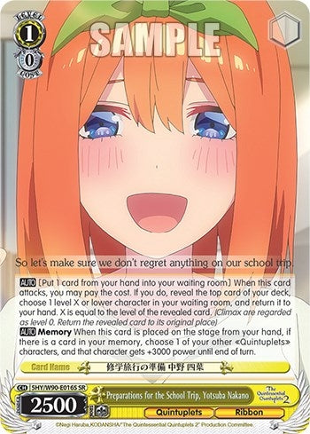 Preparations for the School Trip Yotsuba Nakano (SR) (5) [5HY/W90] - Weiss Schwarz Single