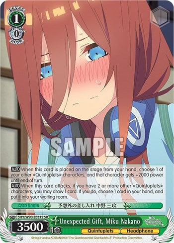 Unexpected Gift Miku Nakano (SR) (5) [5HY/W90] - Weiss Schwarz Single