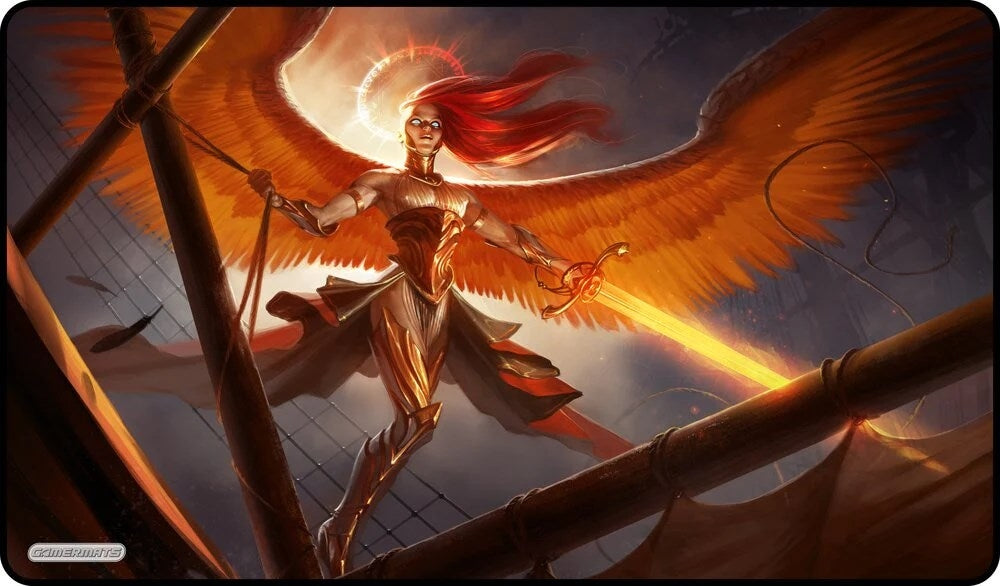 GamerMats Playmat - Gold Angel (Premium White Stitched) - Playmats Sealed