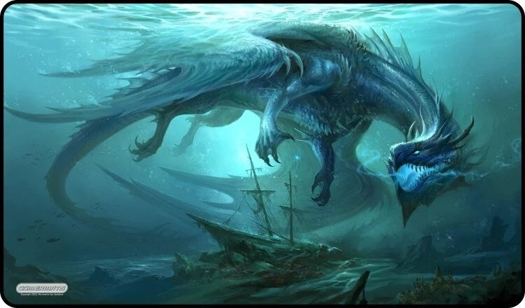 GamerMats Playmat - Dragon from the Depths (Premium White Stitched) - Playmats Sealed