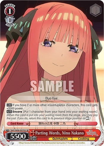 Parting Words Nino Nakano (SR) (5) [5HY/W90] - Weiss Schwarz Single