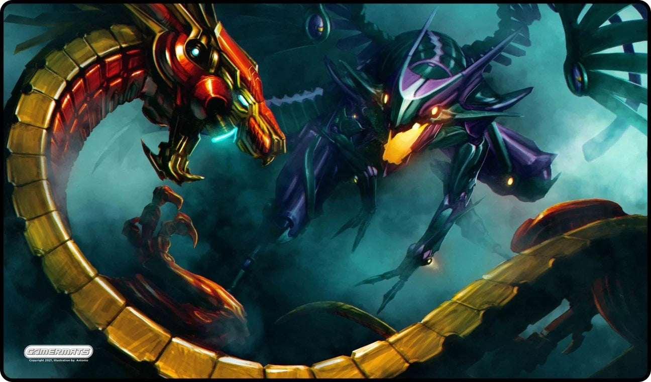 GamerMats Playmat - Mecha Battle (Premium Black Stitched) - Playmats Sealed