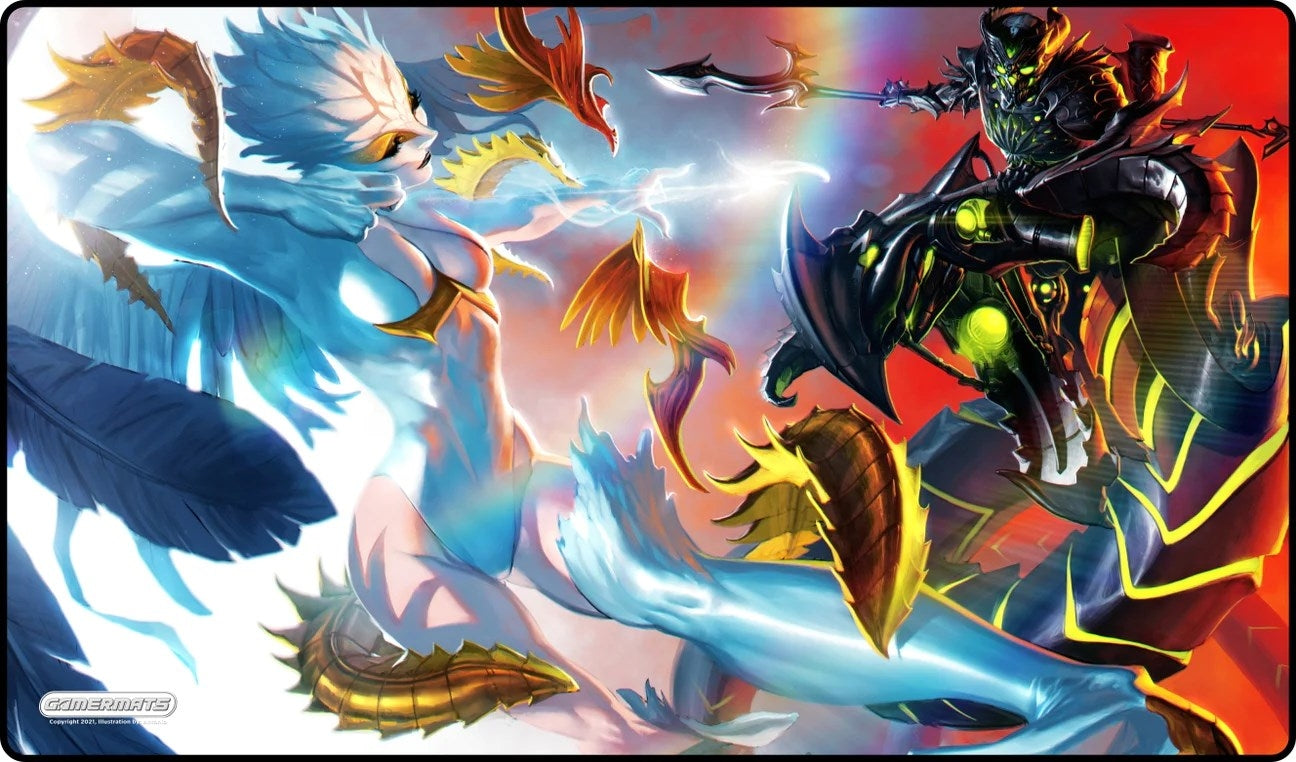 GamerMats Playmat - Light vs Dark (Premium Black Stitched) - Playmats Sealed