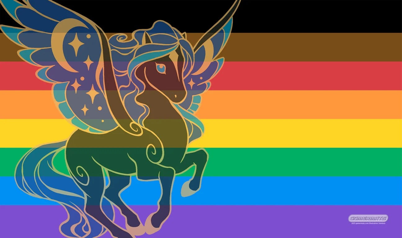 GamerMats Playmat - Intersectional Unicorn Flag (Premium White Stitched) - Playmats Sealed