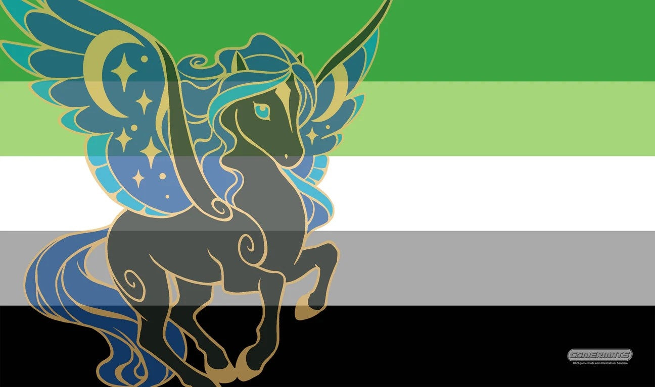 GamerMats Playmat - Aromantic Unicorn Flag (Premium White Stitched) - Playmats Sealed