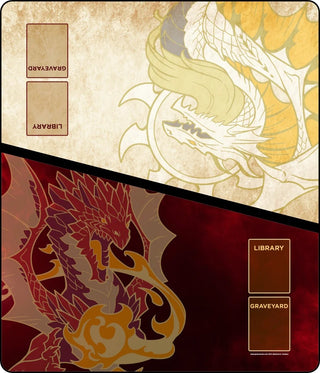 GamerMats Playmat - White Red Dragon 2-Player XL Playmat (Magic Compatible) - Playmats Sealed