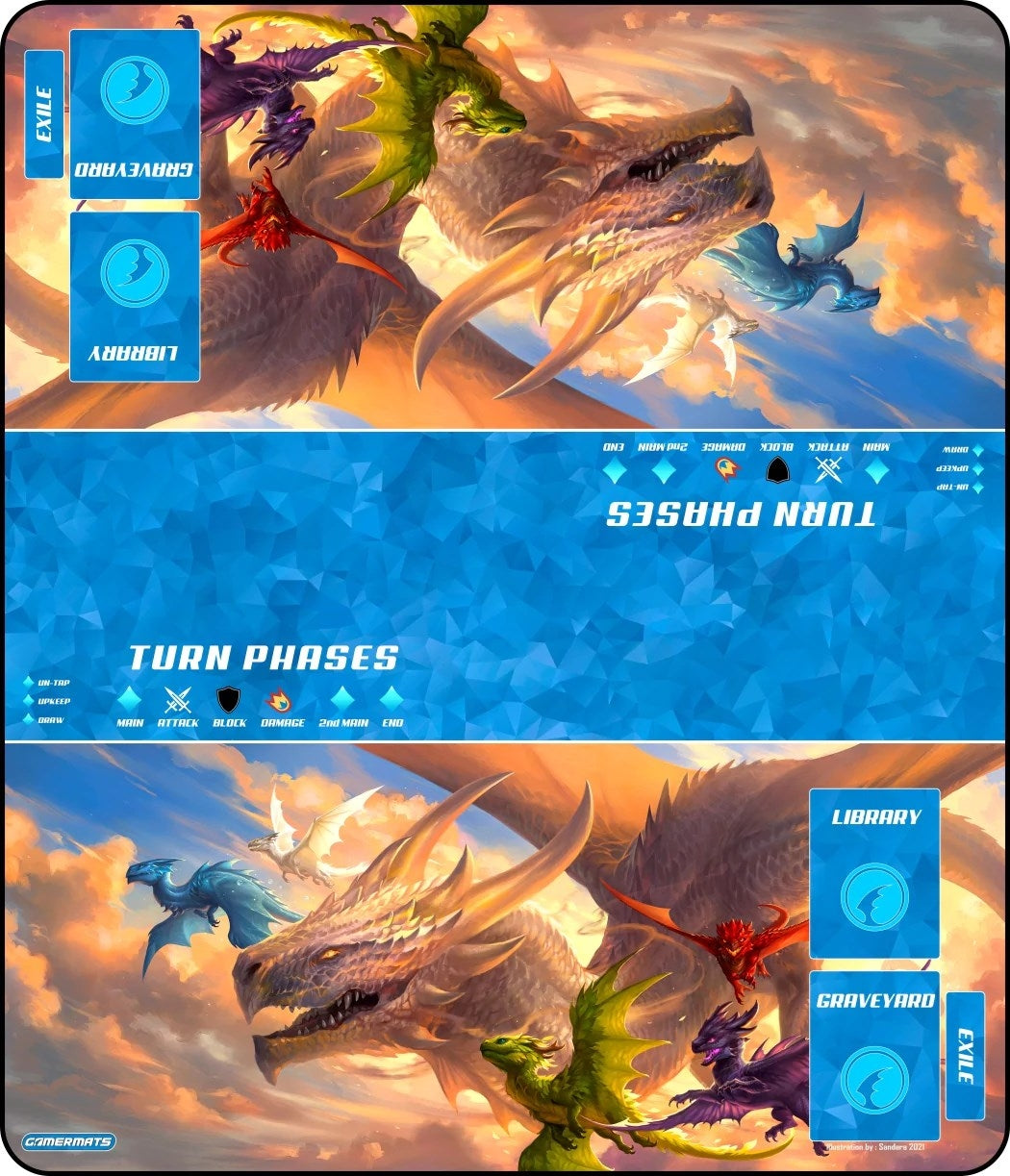 GamerMats Playmat - Flight Lessons 2-Player XL Playmat (Magic Compatible) - Playmats Sealed