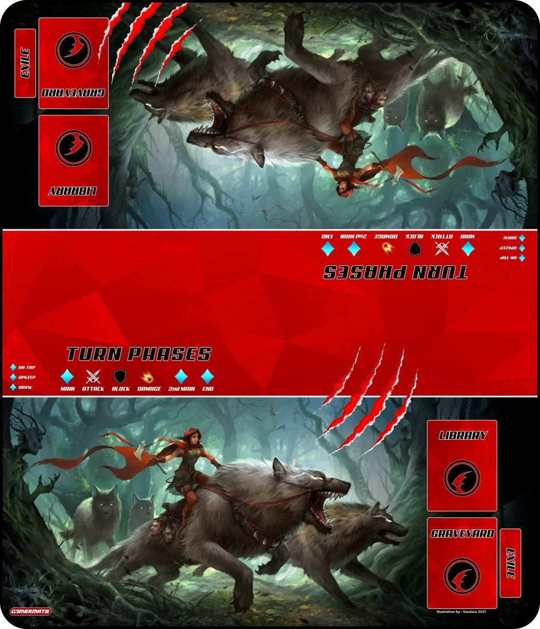 GamerMats Playmat - Dark Red Riding Hood 2-Player XL Playmat (Magic Compatible) - Playmats Sealed