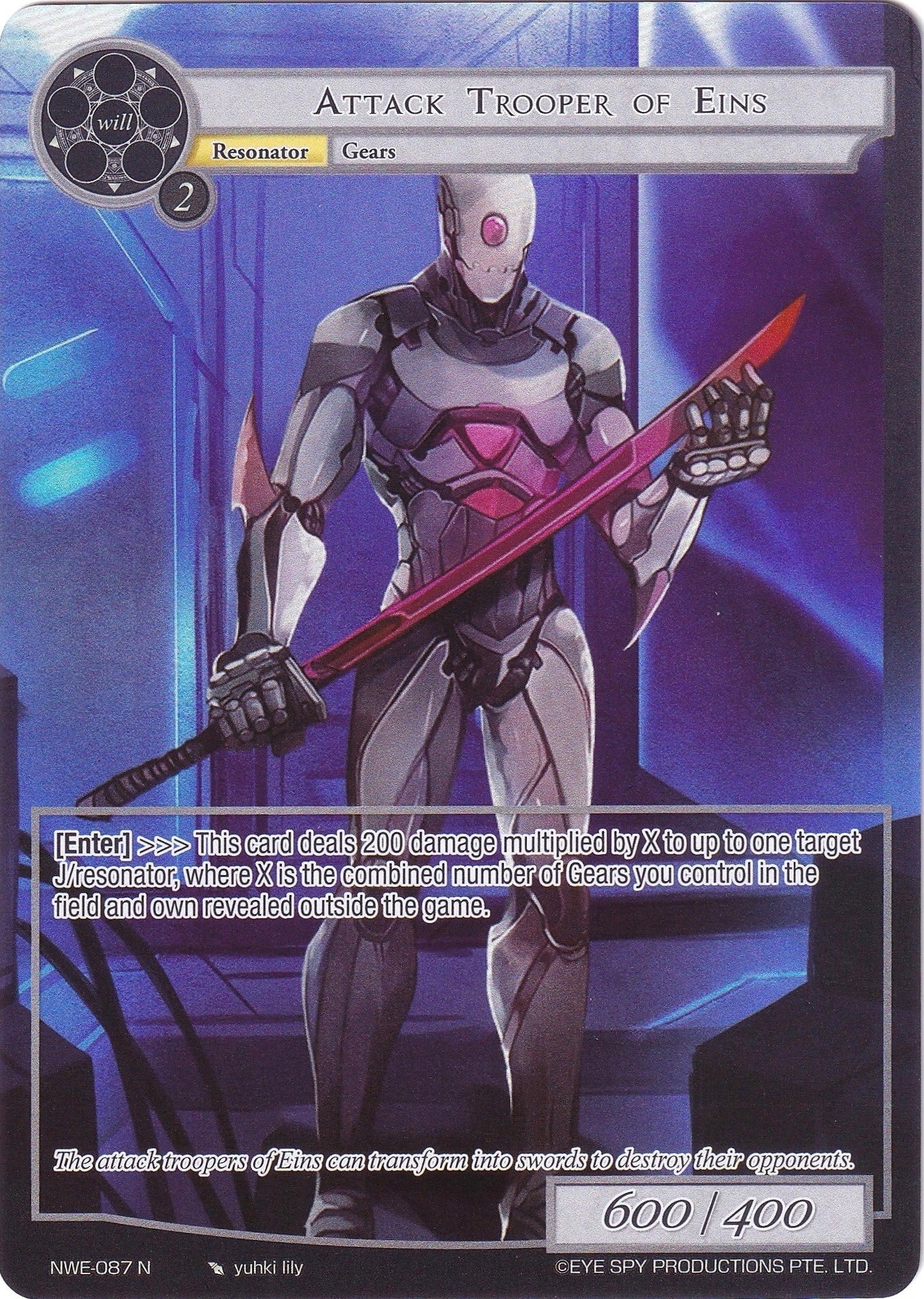 Attack Trooper of Eins (Full Art) (87) [NWE] - Force of Will Single