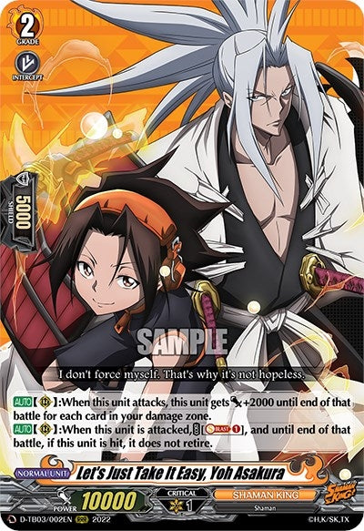 Let’s Just Take It Easy Yoh Asakura (3002) [D-TB03] - Cardfight Vanguard Single