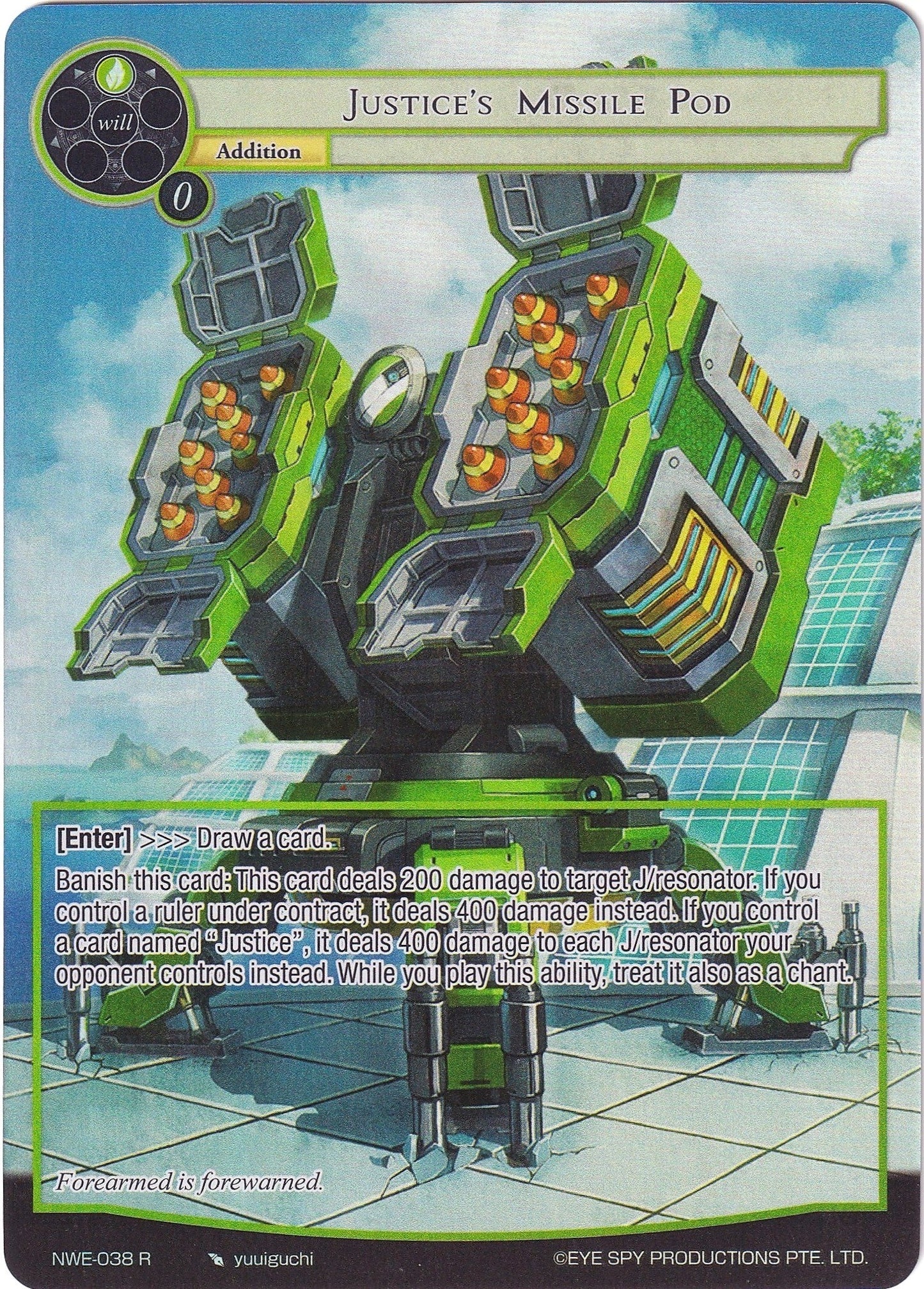 Justice’s Missile Pod (Full Art) (38) [NWE] - Force of Will Single