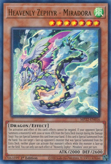 Heavenly Zephyr - Miradora (22016) (MP22) - YuGiOh Single