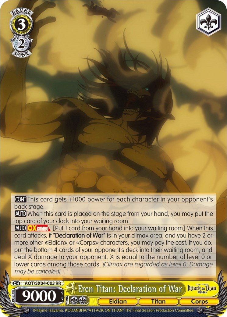 Eren Titan: Declaration of War (4003) [AOT3] - Weiss Schwarz Single