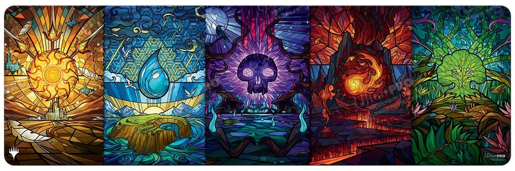 Dominaria United Stained Glass Land Medley Playmat for Magic: The Gathering (8ft) - Playmats Sealed
