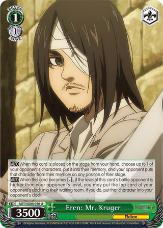 Eren: Mr. Kruger (4036) [AOT3] - Weiss Schwarz Single