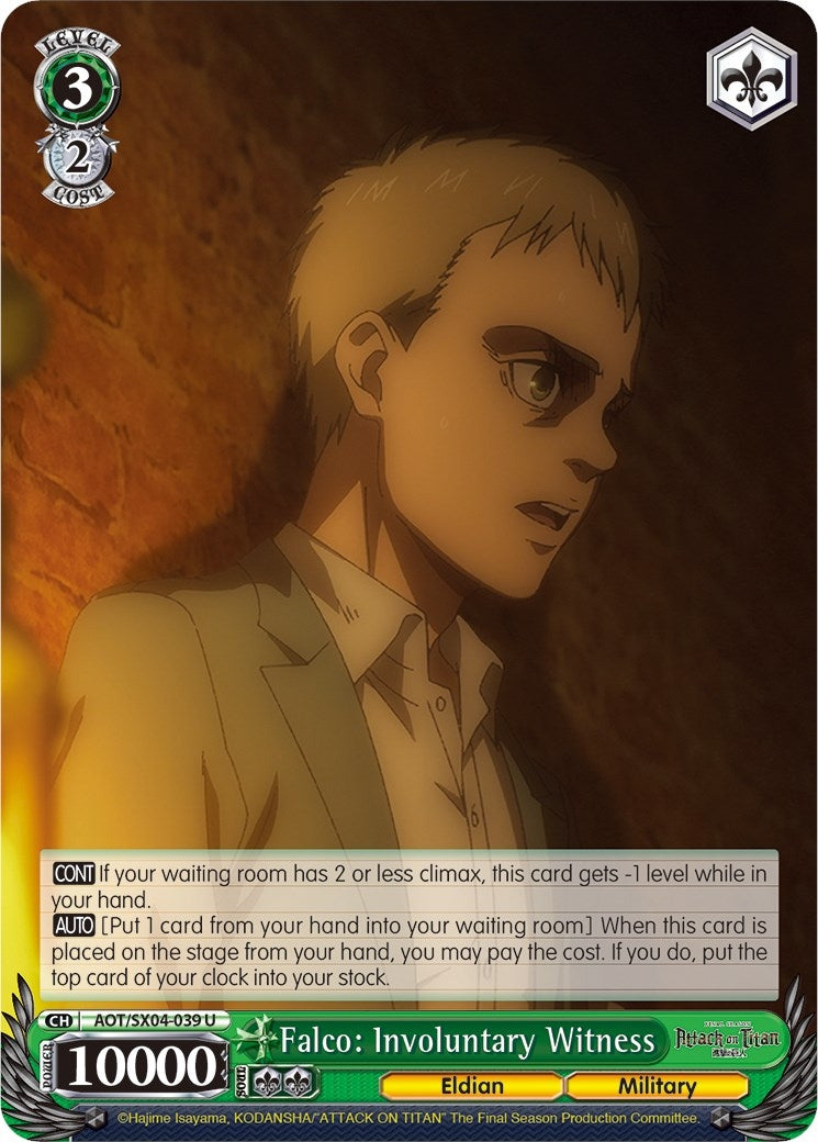 Falco: Involuntary Witness (4039) [AOT3] - Weiss Schwarz Single