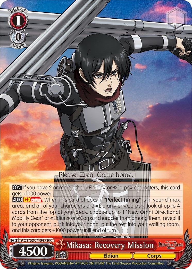 Mikasa: Recovery Mission (4047) [AOT3] - Weiss Schwarz Single