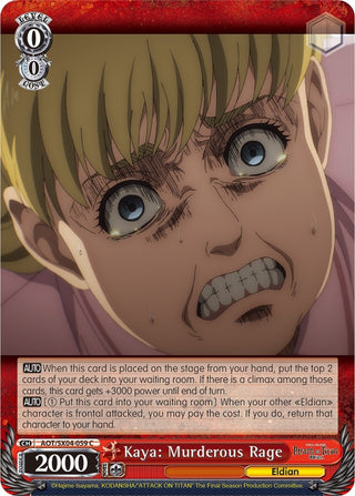 Kaya: Murderous Rage (4059) [AOT3] - Weiss Schwarz Single