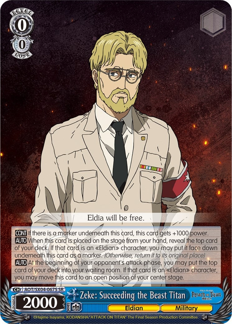 Zeke: Succeeding the Beast Titan (SR) (4067) [AOT3] - Weiss Schwarz Single