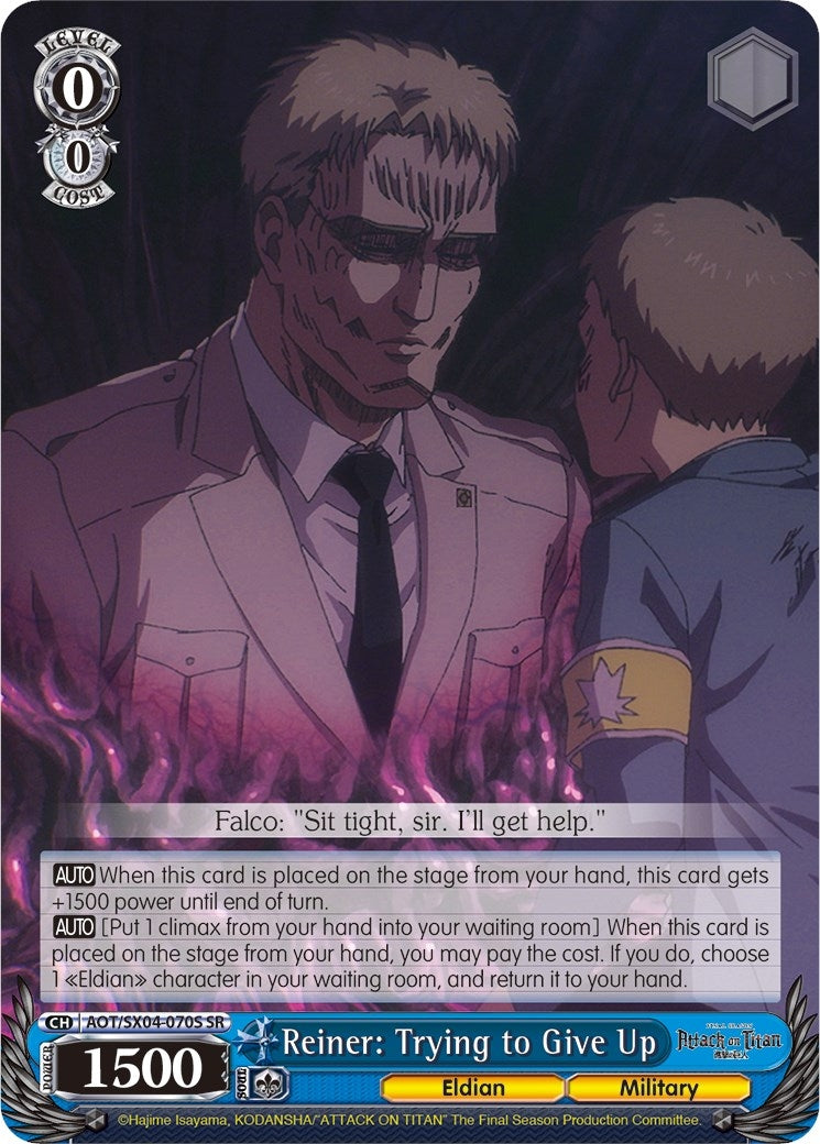 Reiner: Trying to Give Up (SR) (4070) [AOT3] - Weiss Schwarz Single