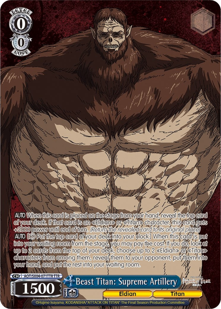 Beast Titan: Supreme Artillery (TTR) (4071) [AOT3] - Weiss Schwarz Single