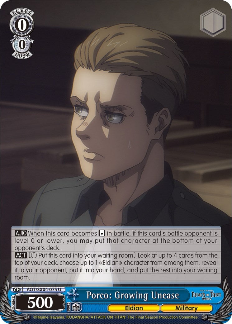 Porco: Growing Unease (4075) [AOT3] - Weiss Schwarz Single