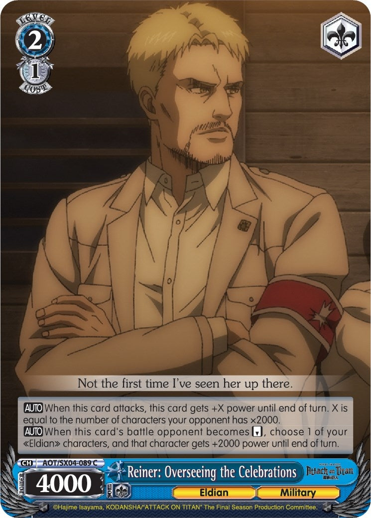Reiner: Overseeing the Celebrations (4089) [AOT3] - Weiss Schwarz Single