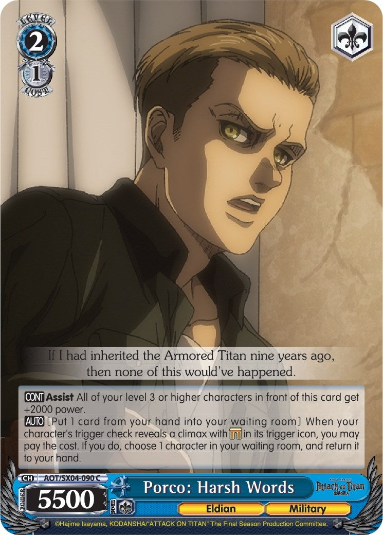 Porco: Harsh Words (4090) [AOT3] - Weiss Schwarz Single