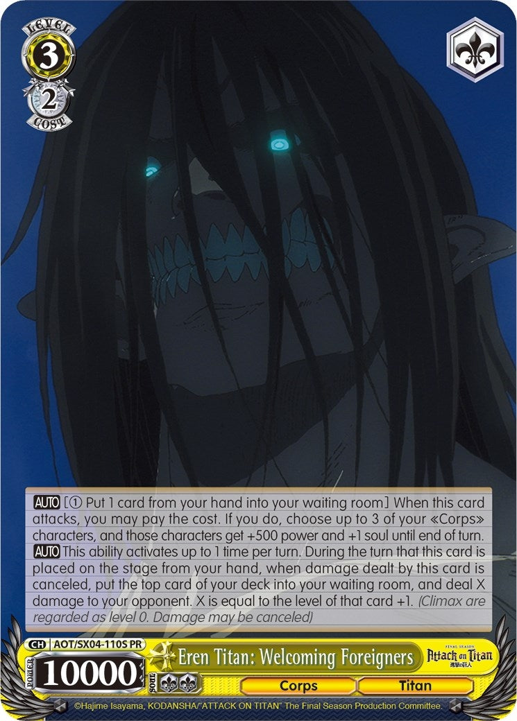 Eren Titan: Welcoming Foreigners (Foil) (4110) [AOT3] - Weiss Schwarz Single