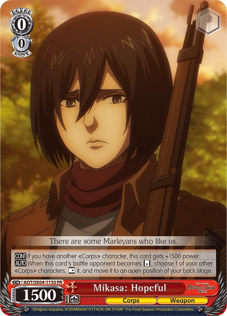 Mikasa: Hopeful (Foil) (4113) [AOT3] - Weiss Schwarz Single