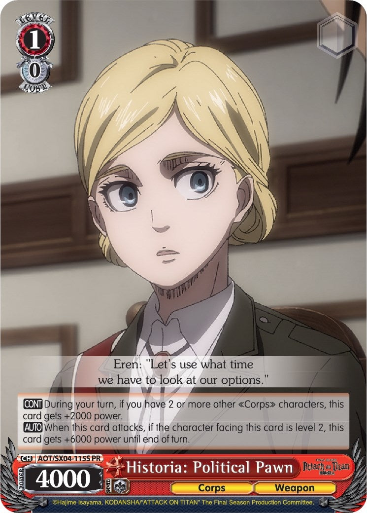 Historia: Political Pawn (Foil) (4115) [AOT3] - Weiss Schwarz Single