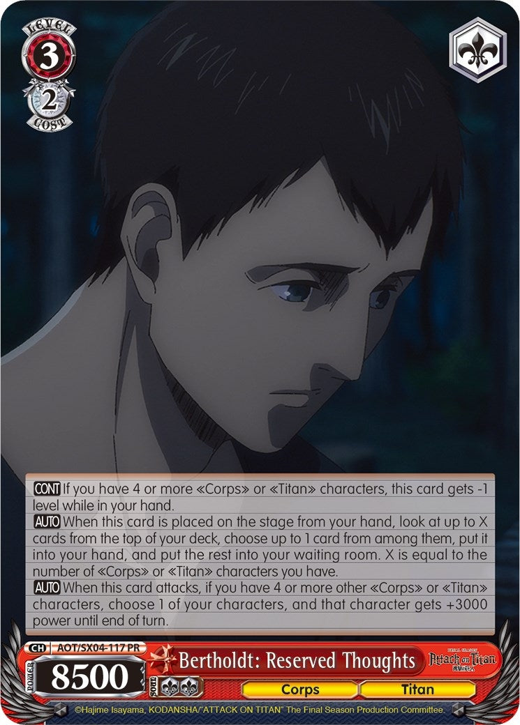 Bertholdt: Reserved Thoughts (4117) [AOT3] - Weiss Schwarz Single